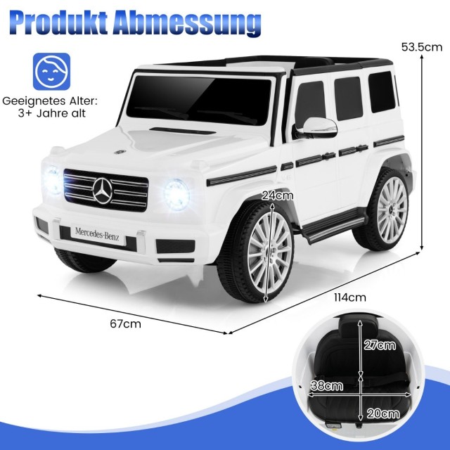 Costway  Παιδικό Ηλεκτρικό Αυτοκίνητο Mercedes-Benz G500 με Τηλεχειριστήριο και Μουσική Σύνδεση TQ10178DE-WH