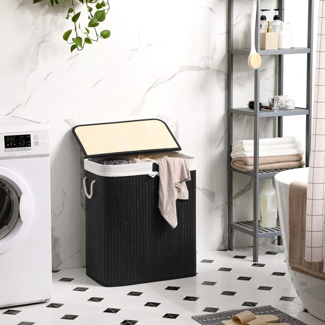 Καλάθι Απλύτων SONGMICS με Καπάκι, 100L, Μαύρο 