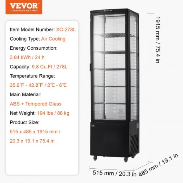 VEVOR  Ψυγείο Βιτρίνα Αρτοποιίας 278L 5 Επιπέδων DGZSJLDFX98CV5MZPV2