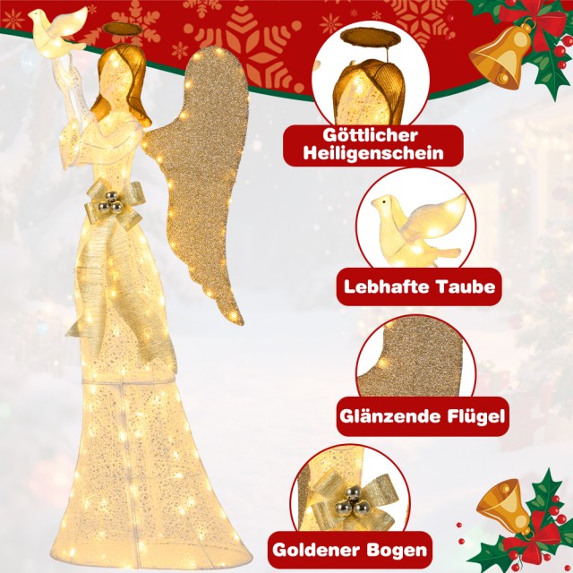 Costway 165εκ Φωτιζόμενος Χριστουγεννιάτικος Άγγελος με 150 Θερμά Λ...