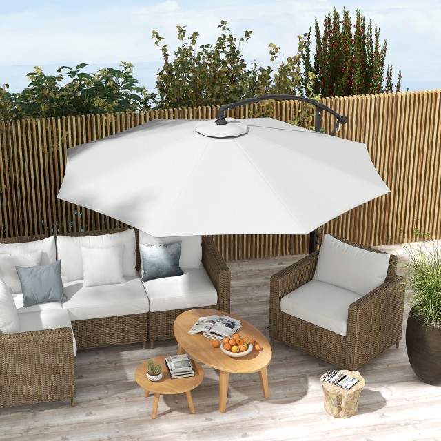 Outsunny Κάλυμμα για Ομπρέλα Ø295 cm από Πολυεστέρα Λευκό Ανθεκτικό στο Νερό με Άνω Αεραγωγό 84D-271V00WT