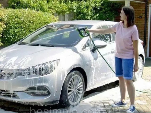 Πιστόλι Πλύσης Αυτοκινήτου με Δοχείο Αφρού – 4 Λειτουργίες, Σύνδεση σε Λάστιχο Κήπου 5907451349762 Verk Group