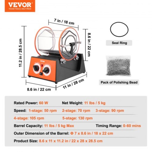 VEVOR 5kg Περιστροφικός Τροχός Γυαλιστικής για Κοσμήματα και Πολύτι...