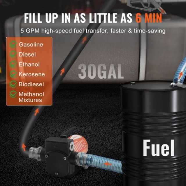 VEVOR  Αντλία Μεταφοράς Καυσίμου 12V 5 GPM με Αυτόματο Ακροφύσιο Πετρελαίου FBBMG37GPM11OTFVQV9