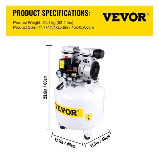 Φορητός Αεροσυμπιεστής VEVOR 35L/7.7 Γαλόνια, 1HP, 115PSI, 5.9CFM  KY35L750W220VV1K1V2