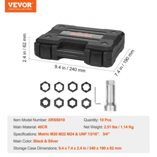 VEVOR  Σετ 10τμχ Επαναφοράς Σπειρώματος Άξονα M20 M22 M24 UNF 13/16 3/4 LWCXTZGYZ10PYAJ0LV0