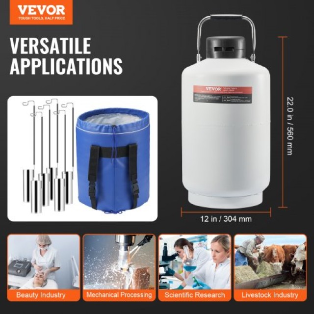 Δοχείο Υγρού Αζώτου VEVOR 10L με 6 Κανίστρες  CZXYDG10L000IEX2HV0