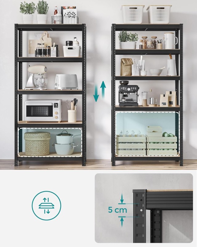 SONGMICS Σετ 2 Μεταλλικών Ραφιών Γκαράζ 90x40x180cm με Ρυθμιζόμενα Ράφια και Αντιολισθητικά Κιτ GLR042B01