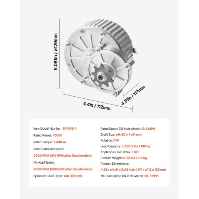 VEVOR Σετ Ηλεκτρικού Κινητήρα 450W με Βούρτσες DC 36V 3000rpm με Αναβαθμισμένο Ελεγκτή ZLYSDJTJ450W6TMKIV9