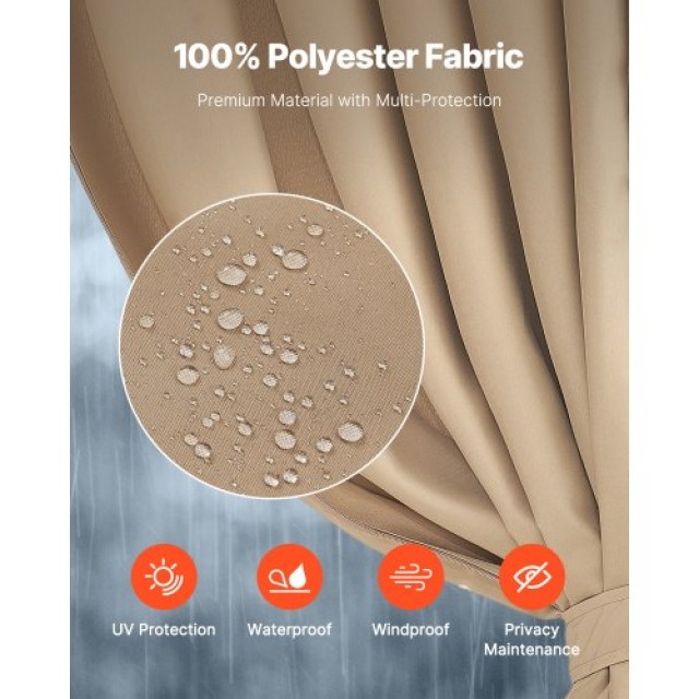 VEVOR Αδιάβροχες Κουρτίνες Κιόσκι 3x3m Χακί SMLTCL10FT10EG66KV0