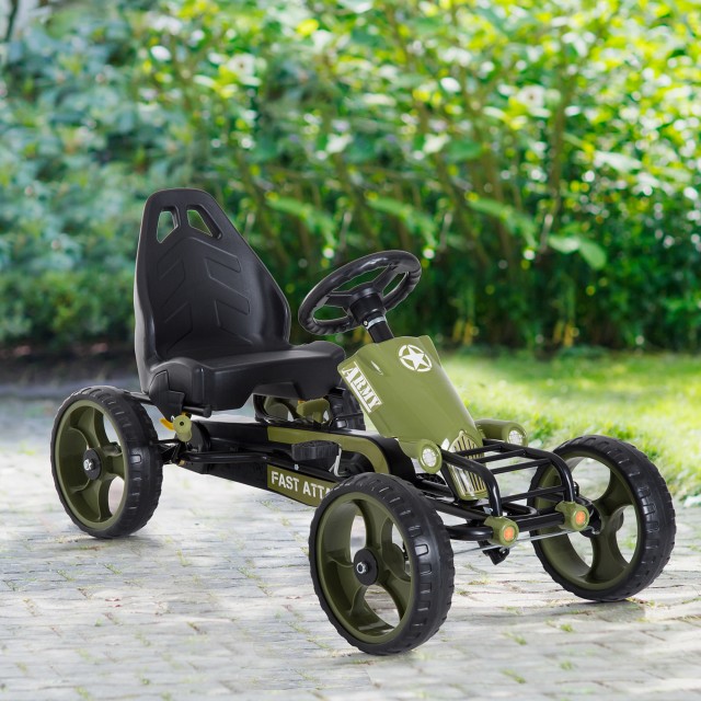HOMCOM Ποδήλατο Go Kart για Παιδιά από 3-6 Ετών με Ρυθμιζόμενο Κάθισμα και Χειρόφρενο Πράσινο 341-025