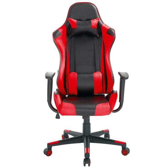 BAKAJI  Καρέκλα Πολυθρόνα Gaming Γραφείου Σπιτιού Ανακλινόμενη Περιστρεφόμενη Διευθυντική Κόκκινη  02830558