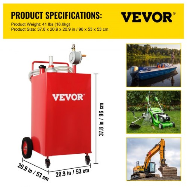 Δοχείο Καυσίμου VEVOR 113L με Αντλία Χειρός & Ρόδες, Κόκκινο  SYJYCHSGJL43081RPV0