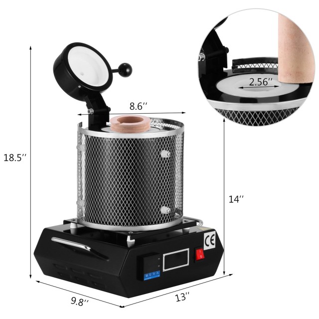 VEVOR Κλίβανος Χυτευτικών Μετάλλων 3KG, 1150℃, 1350W, Με Κεραμικό Χ...