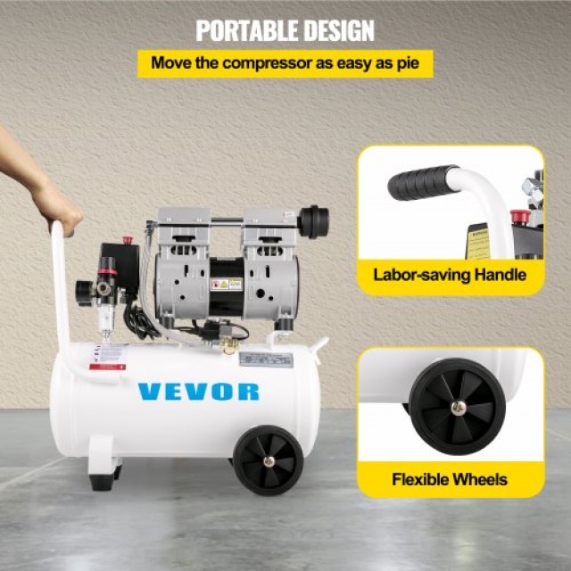 Φορητός Αεροσυμπιεστής VEVOR 5.5 Γαλόνια, 1 HP, Αθόρυβος, 115 PSI  ...