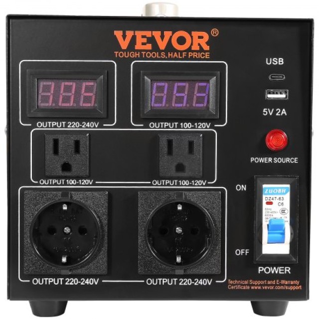 Μετασχηματιστής Τάσης VEVOR 2000W, Βαρέως Τύπου, CE Certified  DYZH...
