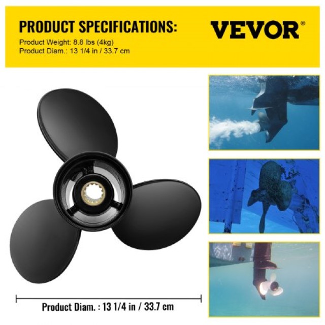 Προπέλα VEVOR για Εξωλέμβια, Αντικατάσταση OEM 765183, 3 Λεπίδες 13 1/4 x 17 Αλουμινίου, Συμβατή με 40-140HP 2-Χρονες Evinrude, 13 Δόντια, Δεξιόστροφη  CLXJH31314X17U70CV0