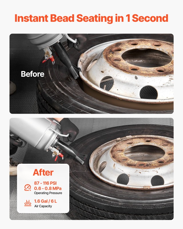 VEVOR Φορητός Φουσκωτής Ελαστικών 1.6 Γαλ / 6 Λ - Χειρός για Αυτοκί...
