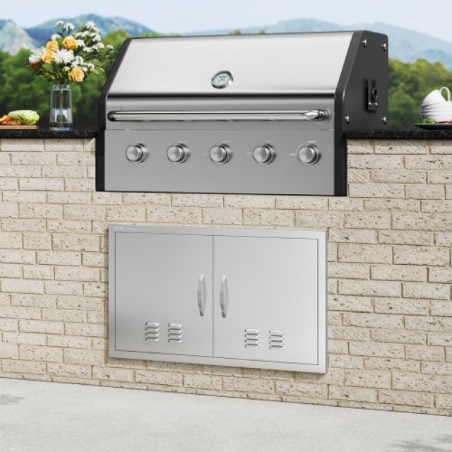 Πόρτα BBQ VEVOR 914x534mm Ανοξείδωτη Διπλή Εξωτερική Πόρτα Κουζίνας  SMMBSCJMYS36I3IIAV0