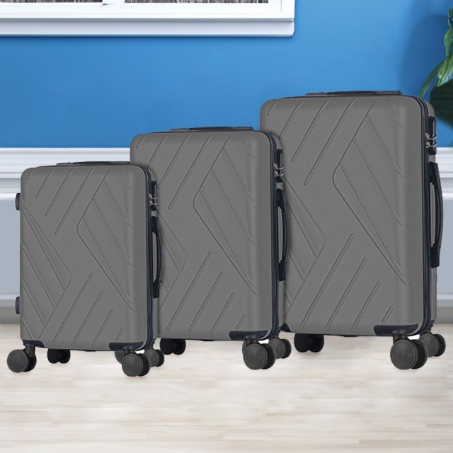 PROVITERA  Σετ 3 Σκληρές Βαλίτσες Βασιλεία με Ρόδες Easy Roll Τρόλεϊ Αποσκευές Ταξιδιού Γκρι 02841840
