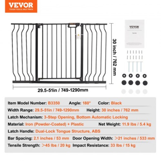 VEVOR Παιδική Πόρτα Ασφαλείας 75-135cm, 76cm Ύψος, Αυτόματο Κλείσιμ... VEVOR Παιδική Πόρτα Ασφαλείας 75-135cm, 76cm Ύψος, Αυτόματο Κλείσιμ...