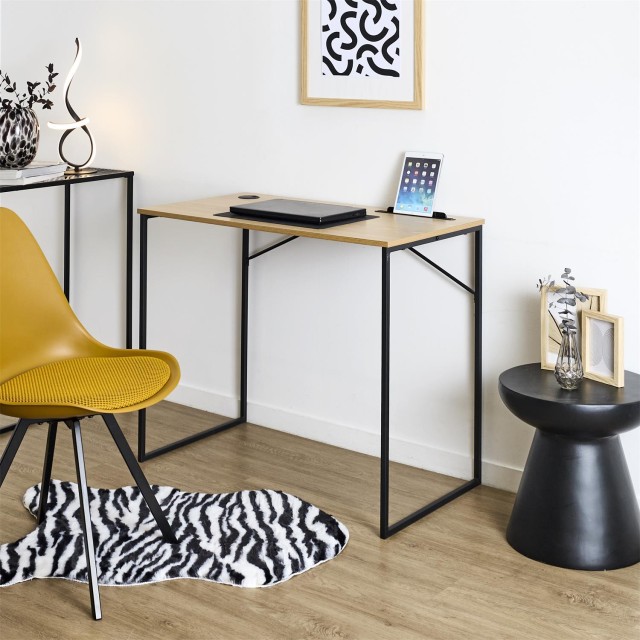 Home Deco Factory Γραφείο Ξύλου και Μετάλλου Link 90 x 76 x 50 cm H...
