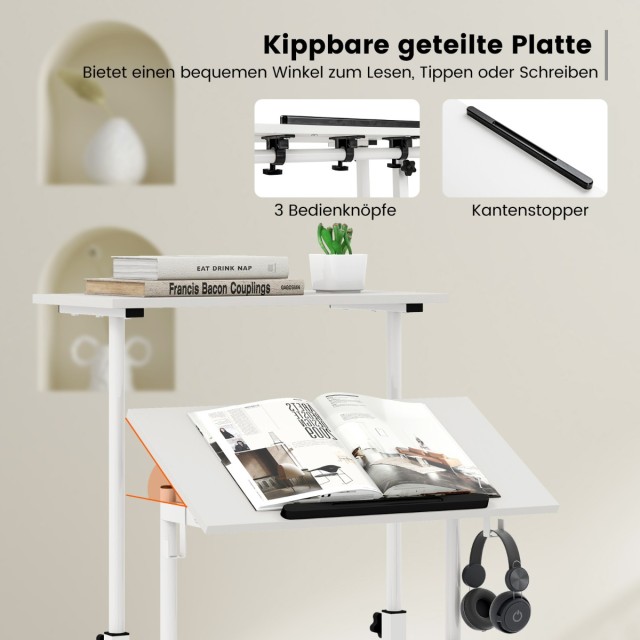 Costway Ρυθμιζόμενο Έπιπλο Γραφείου με Διπλό Επίπεδο και Ρόδες σε Λ... Costway Ρυθμιζόμενο Έπιπλο Γραφείου με Διπλό Επίπεδο και Ρόδες σε Λ...