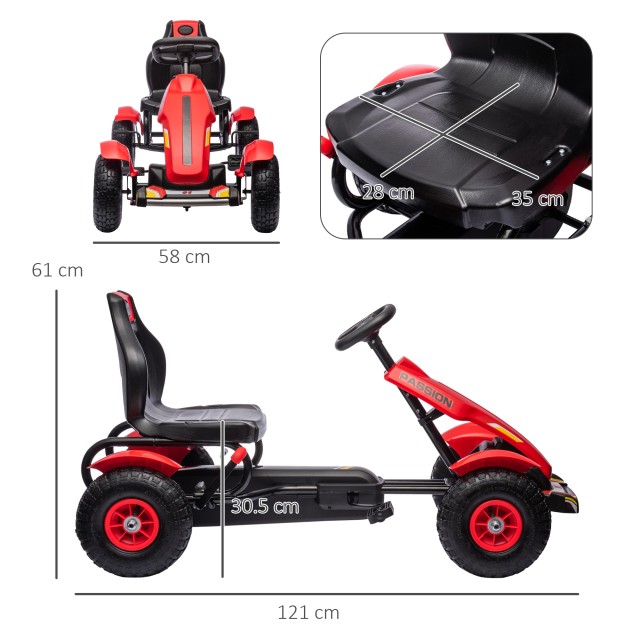 HOMCOM Παιδικό Ποδήλατο Go Kart 121x58x61 εκ, Κόκκινο 370-276V00RD
