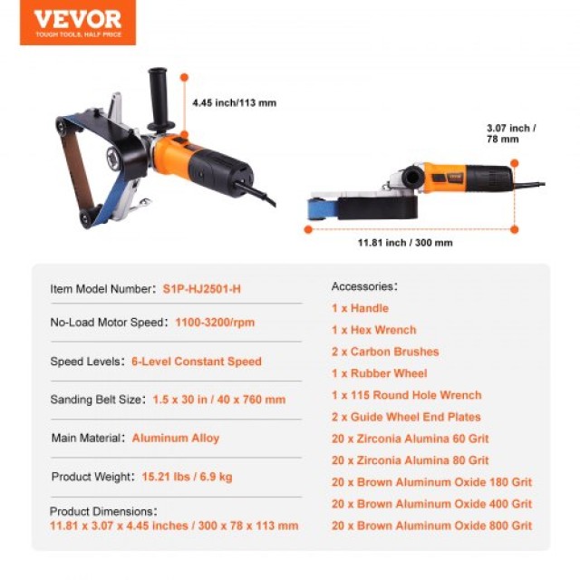 VEVOR Γυαλιστικό Σωλήνων 1300W με 100 Ταινίες Λείανσης  GDSDJ800W15XZO7NWV2