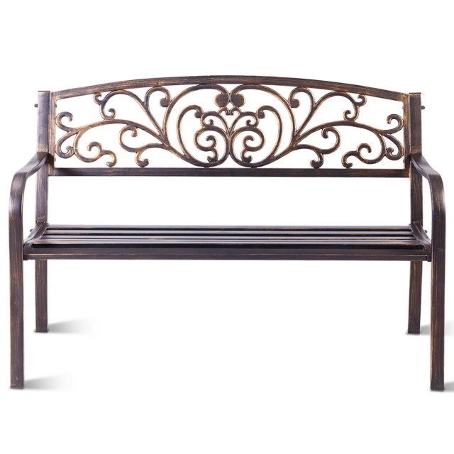 Costway Τριθέσιος Πάγκος Κήπου από Σίδερο 126 x 60 x 85 cm OP70766CP