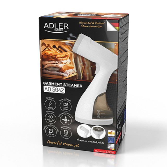 Adler Ισχυρή Συσκευή Ατμού Adler AD 5042: 1500 W, Άμεση Προθέρμανση...