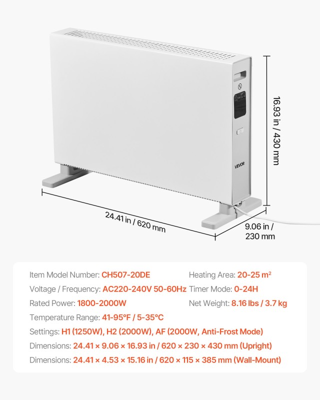 VEVOR Πανίσχυρο Ηλεκτρικό Θερμαντικό Πάνελ, 2000W, Δυνατότητα Στερέ...