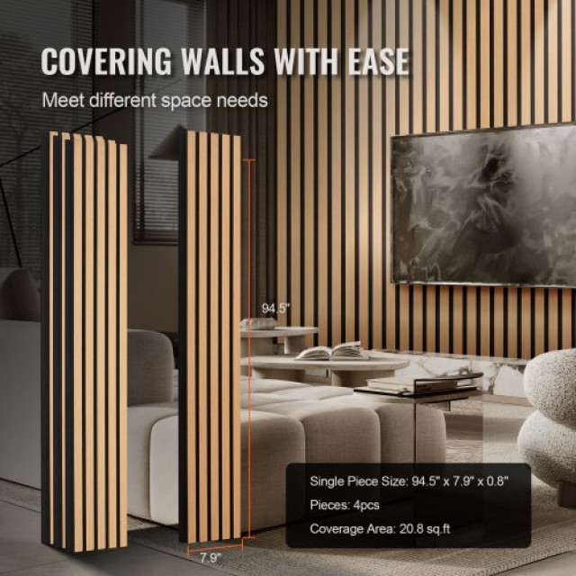 VEVOR  Ξύλινα Ακουστικά Πάνελ 20x240cm για Μοντέρνα Διακόσμηση Τοίχου Ανοιχτό Δρυς FHXWBTQBQXMLJP625V0