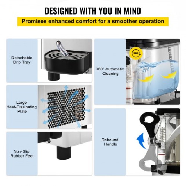 Επαγγελματική Μηχανή Γρανίτας VEVOR 6L, 705W, Ανοξείδωτη για Καφέ/Μπαρ/Σπίτι  GSJBXR16L220VIUKEV2