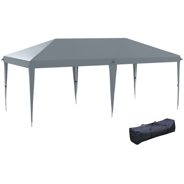 Outsunny  Πτυσσόμενο Κιόσκι Κήπου Pop-up 6x3 m, Σκηνή για Πάρτι με Τσάντα Μεταφοράς, Γκρι  84C-118V03LG