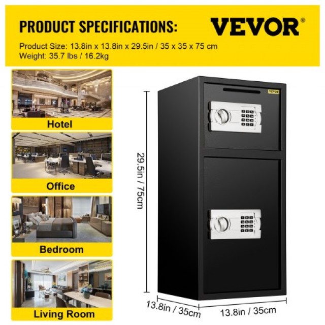 VEVOR 33 Ψηφιακό Χρηματοκιβώτιο Διπλής Πόρτας για Όπλα και Μετρητά  70ELJYBXG00000001V0