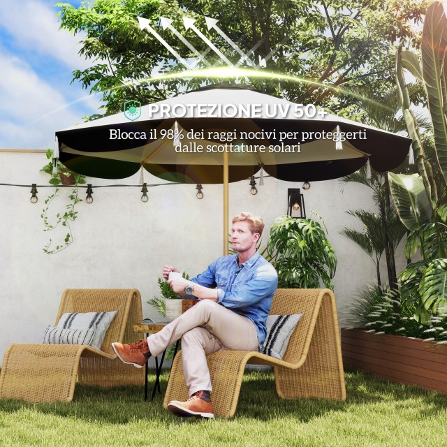Outsunny Ομπρελόκηπος Ø2.6 m με Κάλυψη UV50+, Αεραγωγό και 8 Ακτίνε...