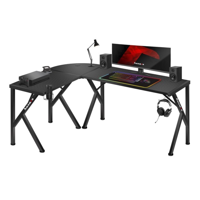 Huzaro Γωνιακό Γραφείο Gaming 154 x 117 cm Huzaro Hero 6.3 Μαύρο   ...