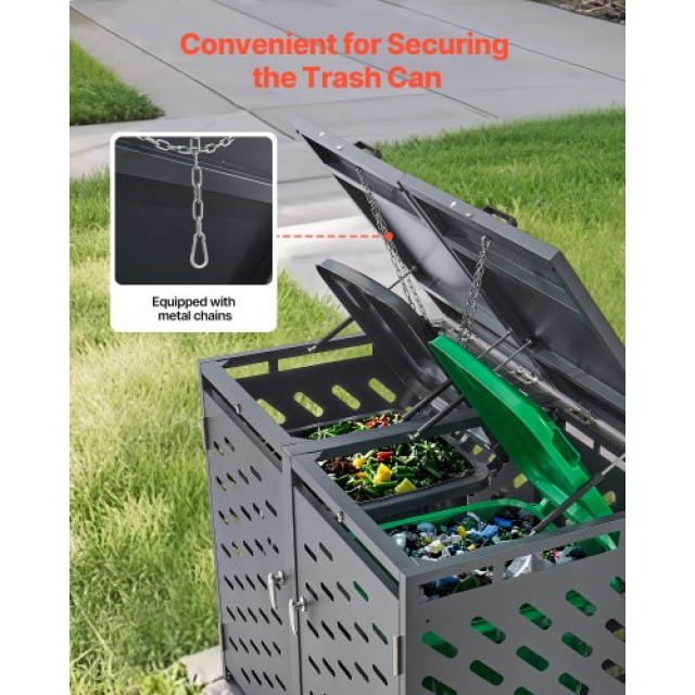 VEVOR Αποθήκη Κάδων Απορριμμάτων 2 x 200L με Καπάκι Αλυσίδας LJTCCX... VEVOR Αποθήκη Κάδων Απορριμμάτων 2 x 200L με Καπάκι Αλυσίδας LJTCCX...