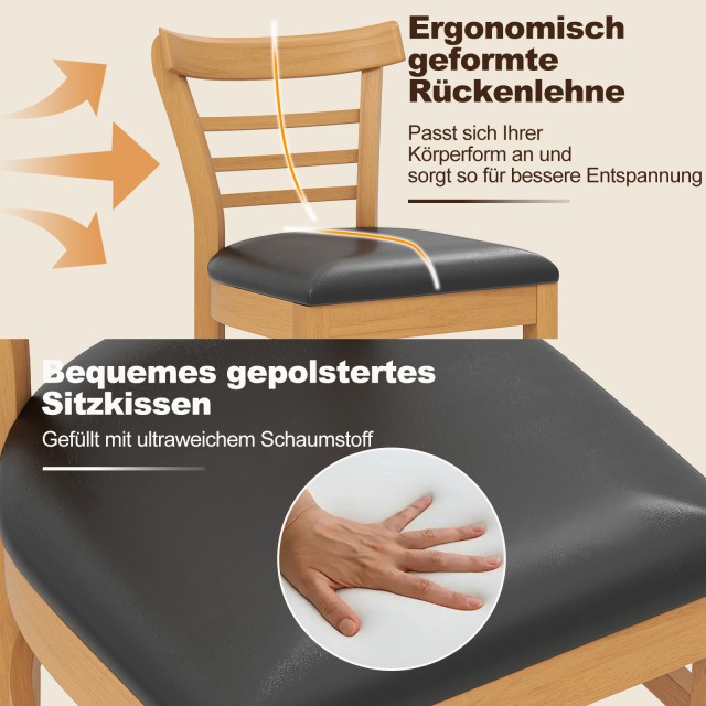 Costway Σετ 2 Ξύλινων Καρεκλών Τραπεζαρίας με Επένδυση από Δερματίν... Costway Σετ 2 Ξύλινων Καρεκλών Τραπεζαρίας με Επένδυση από Δερματίν...