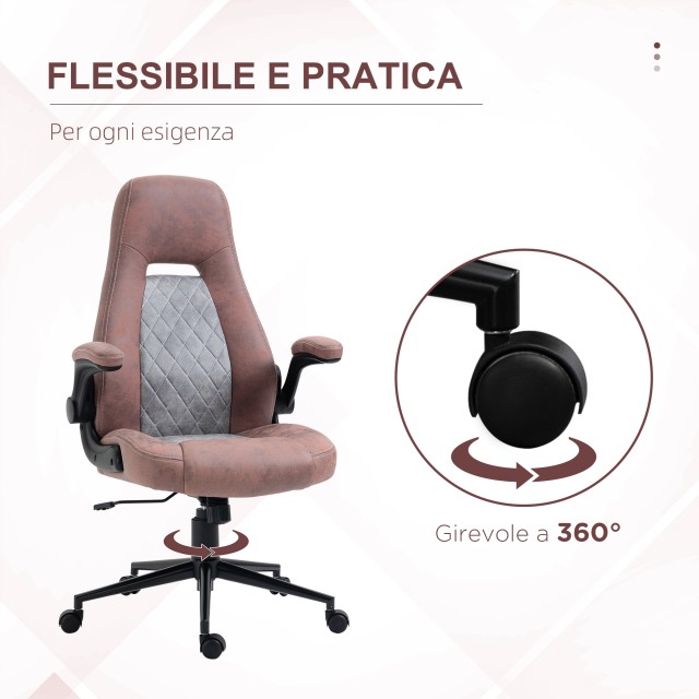Εργονομική καρέκλα γραφείου Vinsetto με ρυθμιζόμενο ύψος, πτυσσόμενα μπράτσα και 5 ρόδες, 67x70x114-124 cm 921-563