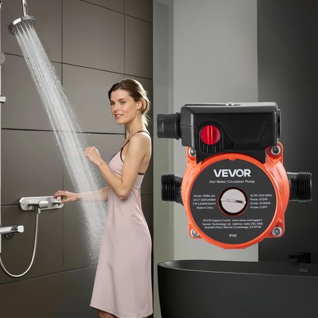 VEVOR Αντλία Κυκλοφορίας Άμεσου Ζεστού Νερού, 38 LPM, 3 Ταχυτήτων, ...
