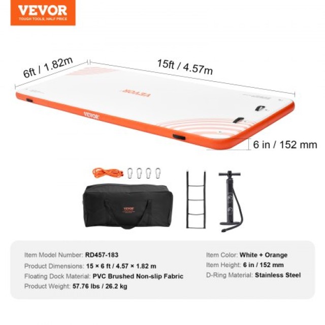 Φουσκωτή Πλατφόρμα VEVOR 15x6FT με Σκάλα & Τσάντα Μεταφοράς  CQFT12X6FTBJUOB8AV0