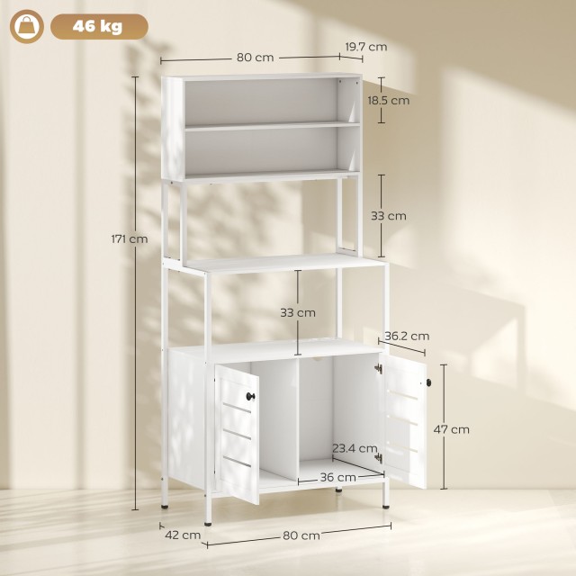 HOMCOM Κινητή Ντουλάπα με Ράφια και Φορτιστές, 80x42x171 εκ., Λευκό...