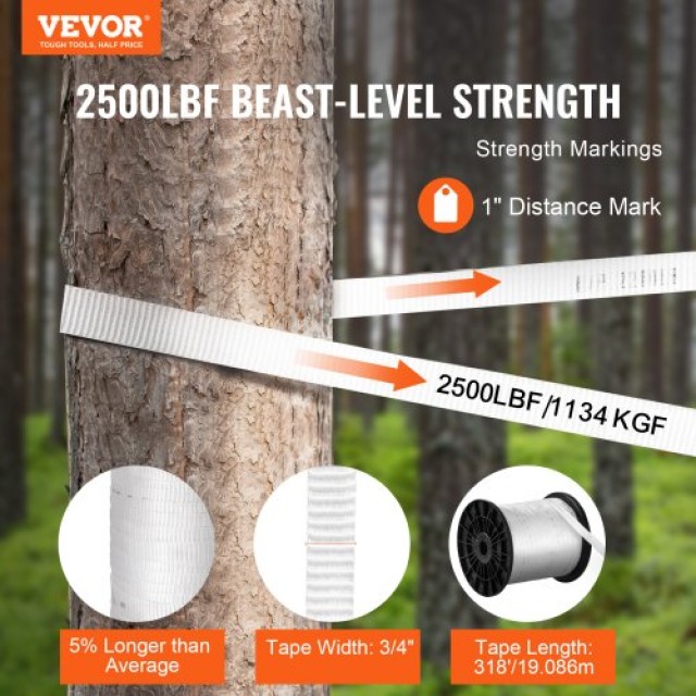 VEVOR Πολυεστερική Ταινία Έλξης 3/4 x 318, Αντοχή 2500 lbf, Λευκή  ...