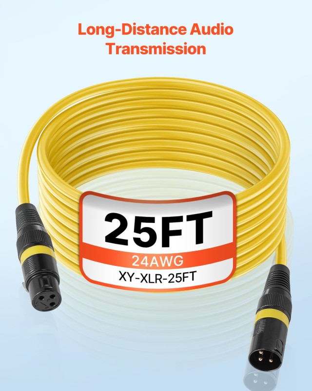 VEVOR Υψηλής Ποιότητας XLR Καλώδια 7.62μ - Σετ 4 με Χρυσές Επαφές &...