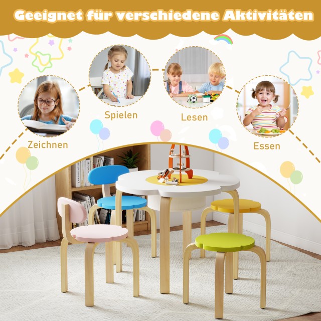 Costway Παιδικό Σετ Τραπεζαρία 5 Τεμαχίων σε Σχήμα Λουλουδιού με Απ...