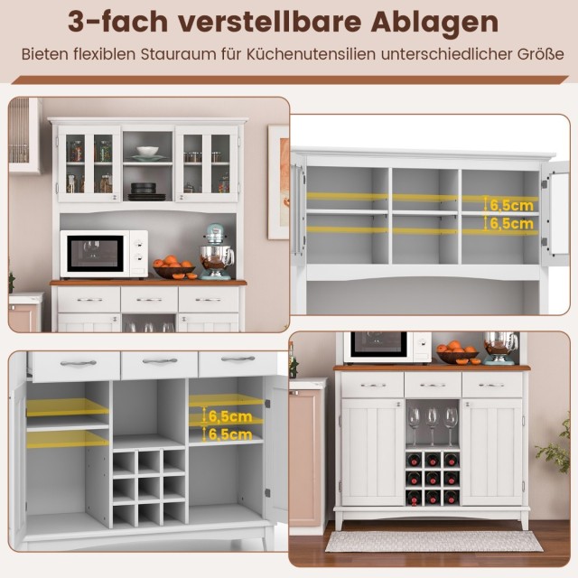 Ντουλάπα Κουζίνας με 3 Συρτάρια & Ράφι Κρασιών & Ανοιχτά Ράφια & Πά... Ντουλάπα Κουζίνας με 3 Συρτάρια & Ράφι Κρασιών & Ανοιχτά Ράφια & Πά...