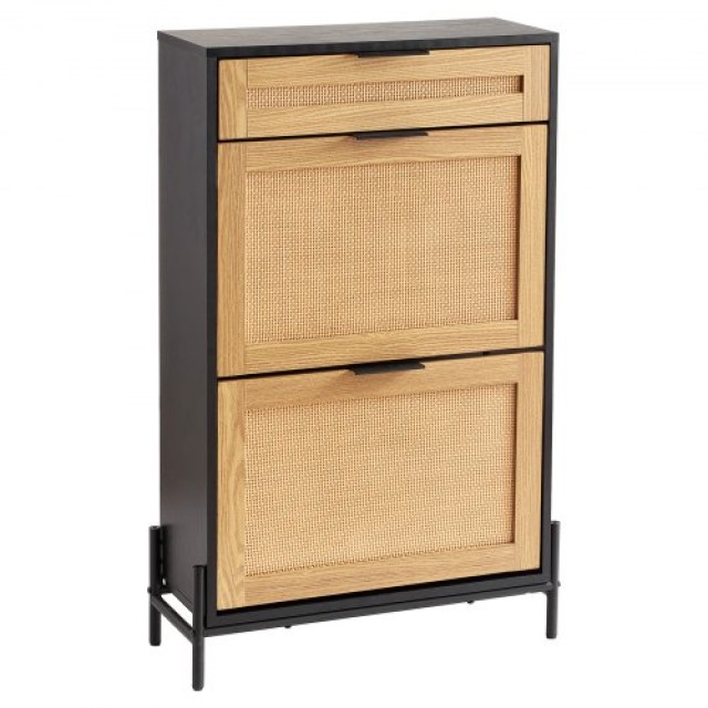 VEVOR  Ντουλάπι Παπουτσιών Rattan με 2 Πτυσσόμενα & 1 Συρόμενο Συρτάρι Μαύρο FCTBXJ2C1XC2W8YCYV0