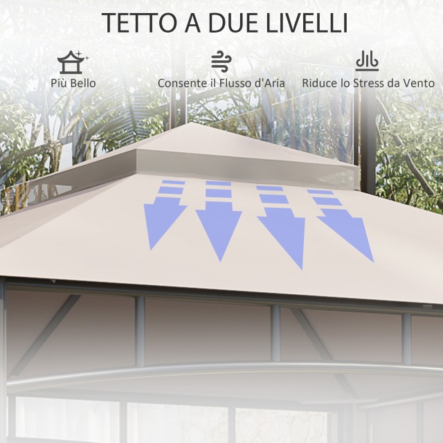 Outsunny 3x3 m Garden Gazebo με Πλαϊνή Τέντα, Ύψος 288 cm, Χακί 84C-367V00KK